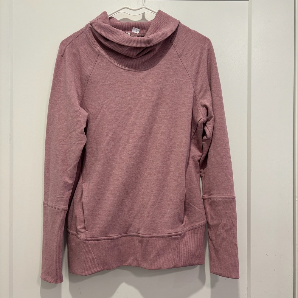 Lululemon High Lines Cowl Neck Pullover Sweatshirt Mauve Pink Size 4 Ribbed